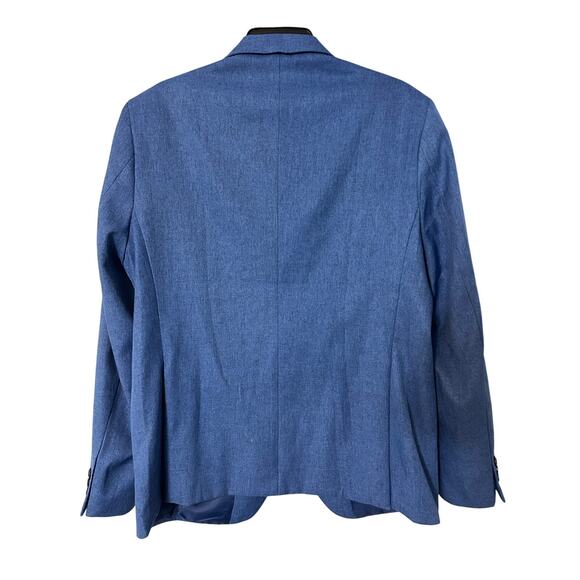 Men’s Blue Blazer Sport Coat Modern Slim Fit Jacket One Button - Picture 2 of 5